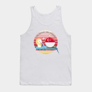 Retro Cute Lion in Retro Vintage Sunset Grunge Design Tank Top